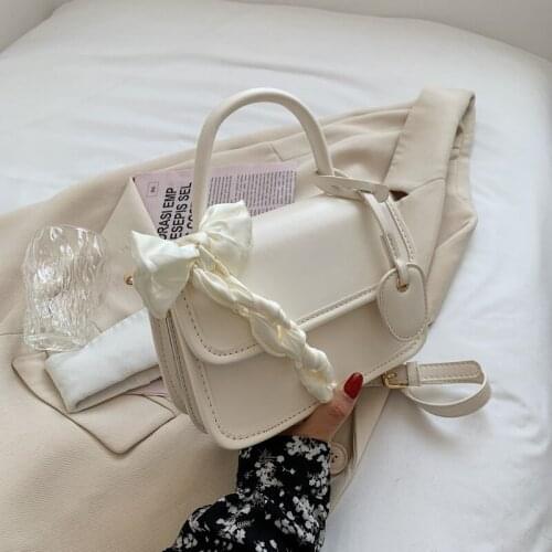 Solid Summer Women Shoulder Bag Fashion Bow Scarf Practical Casual Classical Vintage Female Hasp Zipper Handbag