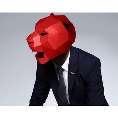 Pre Cut Paper Mask 3D Chinese Jaguar Leopard Halloween Costume Cosplay DIY Paper Craft Model Mask Christmas