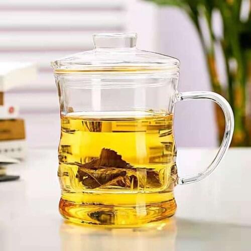 Transparent Glass Home Flower Tea Cups Heat-Resistant Filter with Handle Office Cups Tea Water Separation Cups With Cover