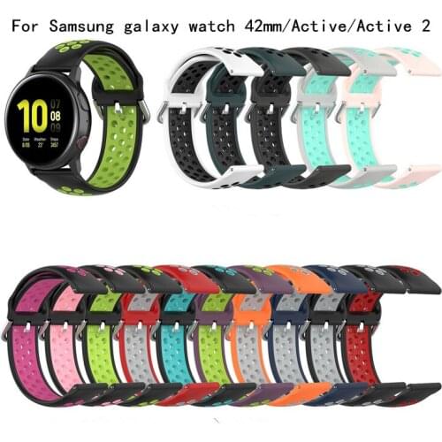 20mm Silicone Wrist Band Strap for Samsung galaxy watch 42mm Replaceable for Samsung active2 Smart watch Two-color breathable