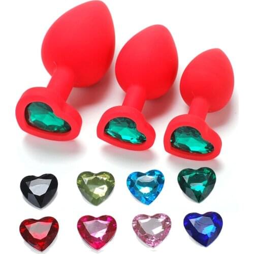 3pcs/set Silicone Anal Plug with Crystal Jewelry Butt Plug No Vibration Anal Adult Sex Toys for Men Woman Gay Masturbation Game