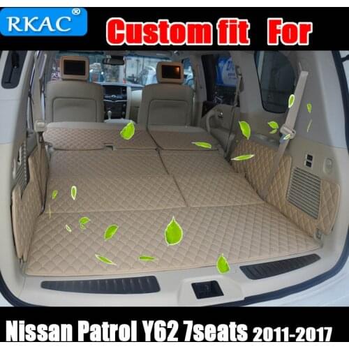 Custom fit for Special car trunk mats pad for NIssan Patrol y62 7 seats 2011-2017 liner mat boot carpets leather