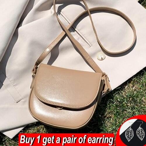 Vintage Saddle Shoulder Bag For Women PU Leather Crossbody Bag 2021 Winter Handbag Elegant Messenger Bag Simple Lady Pouch Bolso