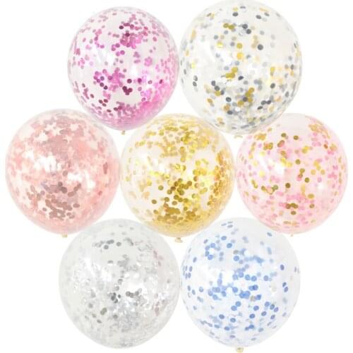 12 Inch Golden Paillette Confetti Transparent Latex Balloon Marry Party Party Decoration Disk Balloon