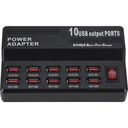 10 Ports USB Charging Station Wall Travel Desktop Charger Hub Power Adapter Charger Digital Charger for IPhone Samsung