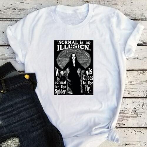 Normal Is An Illusion Goth Clothes Halloween Womens Print T Shirts Witch Movie Halloween Horror Graphic Tees Plus Fashion Print