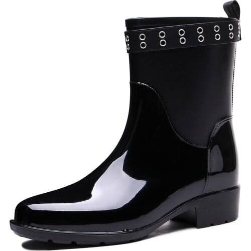 Tongpu Mid-calf Womens Rain Boots Waterproof Fashion Rain Shoes 208-509