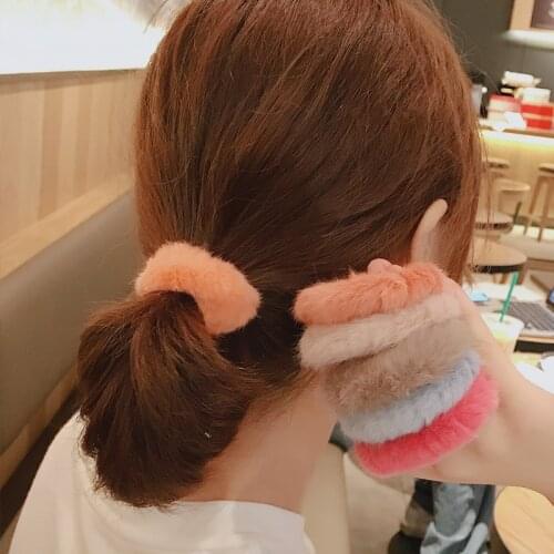 1PCS Autumn and winter color wild plush Sweet furry hair ring Scrunchies for Women Elastic Girls Hair Accessories