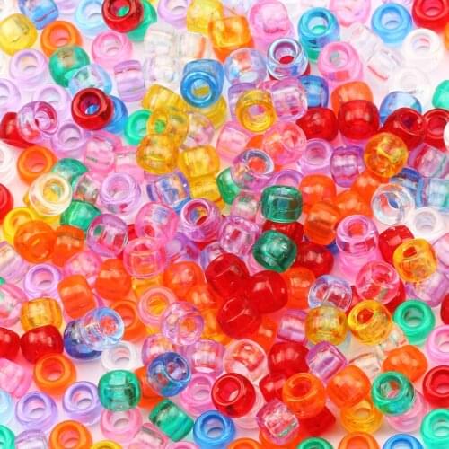 100Pcs 6*9mm Colorful Clear Big Hole Spacer Acrylic Beads Handmade Loose Garment Beads For Diy Clothing Sewing Crafts Accessorie