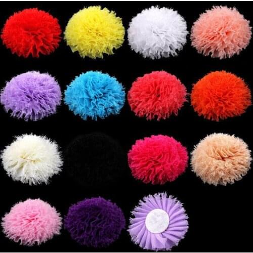200pcs/lot 3.6" 14Colors Fashion Artificial Chic Frayed Chiffon Flower Hair Accessories For Wedding Dress Decoration Bouquet