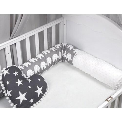 200cm Black Newborn Crib Bumper Toddler Cartoon Cuddle Pillow Bedding Set Kids Room Decor