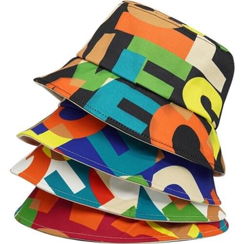 2021 Fashion Bucket Hat Letter Print Women Men Cotton Hip Hop Reversible Fisherman Caps Panama