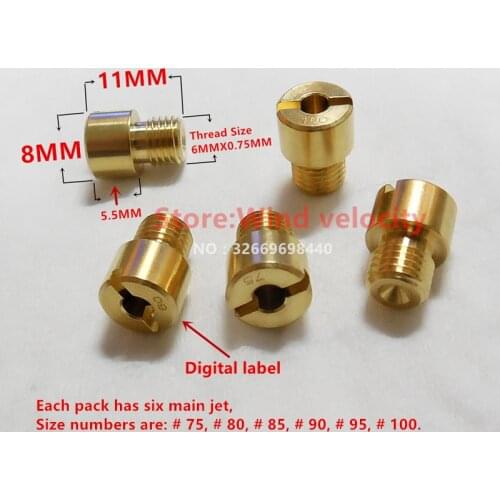 6 pcs/pack) VM16 JOG 50/72cc Carburetor Mikuni VM 11/22 Main Jet for 1PE40QMB 1E40QMB 2T Scooter Carb (Digital label display)