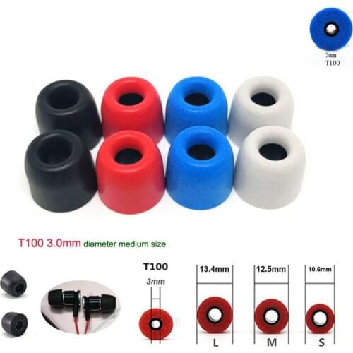 8 pcs/4 pair ANJIRUI T100 12.5mm 3.0mm Caliber Ear Pads/cap memory ear foam eartips for in ear Headphones tips Sponge Ear cotton