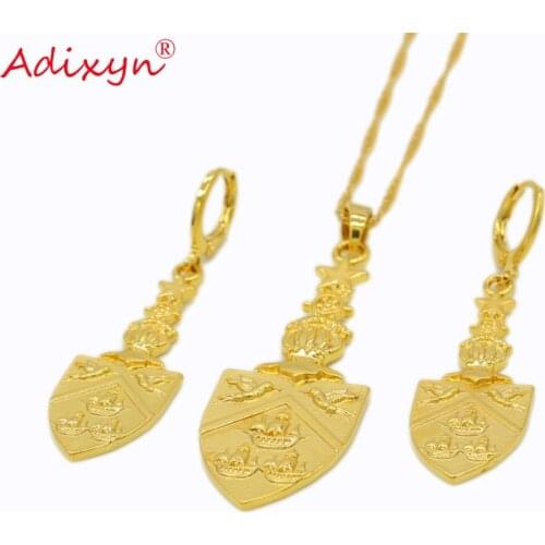 Adixyn Trinidad and Tobago PNG Necklace/Earrings/Pendant Jewelry Sets Gold Color For Women Festival Style N12112