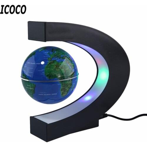 C Shape LED World Map Floating Globe Antigravity Magnetive Ball Light Magnetic Levitation Light Xmas Birthday Home Decoration