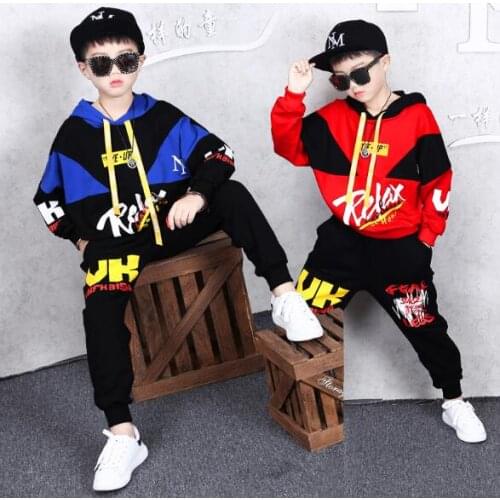 Children Sports Suit Boy Casual Tracksuit Kids Hip Hop Dancewear Boys Autumn Clothes Cool Fashion Black Red 2021 New