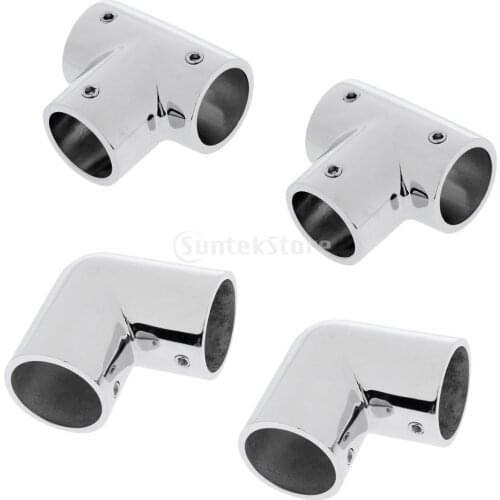 25mm Boat Handrail Fittings 2pcs 90 Degree Tee & 2pcs Elbow - Marine Grade 316 Stainless Steel