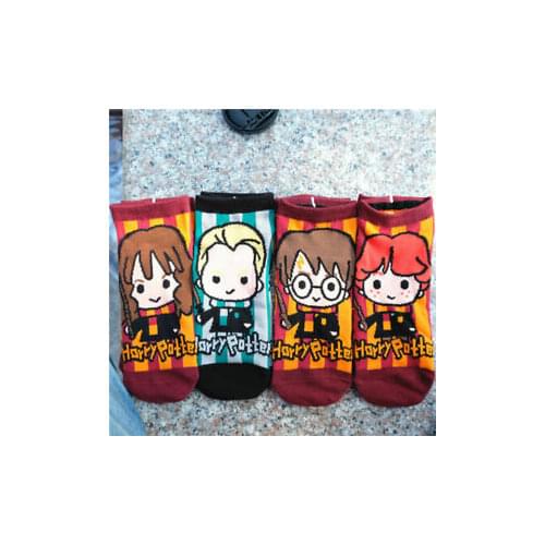 Harries Badge Cotton Socks Hermione Ron Malfoy Magic Academy Potter School of Magic Figures Toys For Women Men Sport Sock