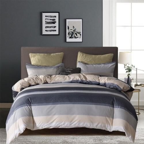 Morden Stripe Grey Luxury Simple Elegant Comforter Bedding Set Fashion King Queen Twin Size Bed Linen Duvet Cover Set Pillowcase