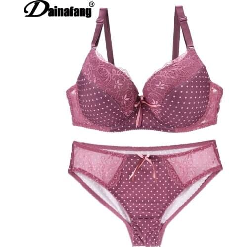 DaiNaFang 38/85 40/90 42/95 CDE Cup Bras Set Push Up Lace Lady Lingerie Hollow Outfit G-string Embroidery Underwear Sets