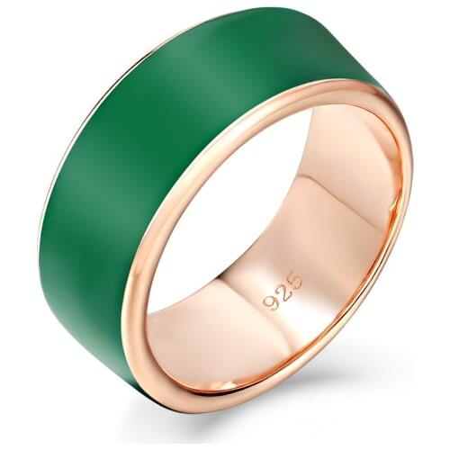 Laya Real 2021 Fashion New Style 925 Sterling Silver Classic Green Enamel Simple Finger Ring For Women Couples Fine Jewelry