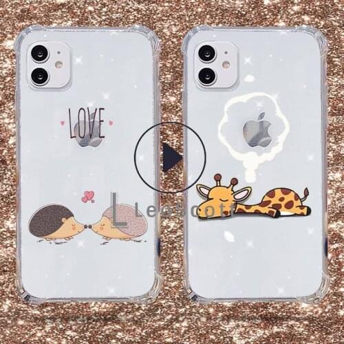 Cute Cartoon Giraffe hedgehog Animal lovely Phone Case For iphone 12 11 pro Max Samsung S10 9 8 Plus soft cover funda
