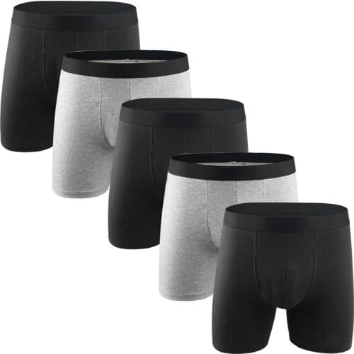 Underwear Men Boxershorts Long Cotton boxer hombre Breathable Solid Boxer Shorts Underpants Man 5 pcs pack