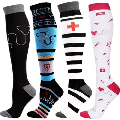 New Medical Compression Stockings Nurse Prints Socks Fit For Medical Edema Diabetes Varicose Veins Socks Running Men Women Socks