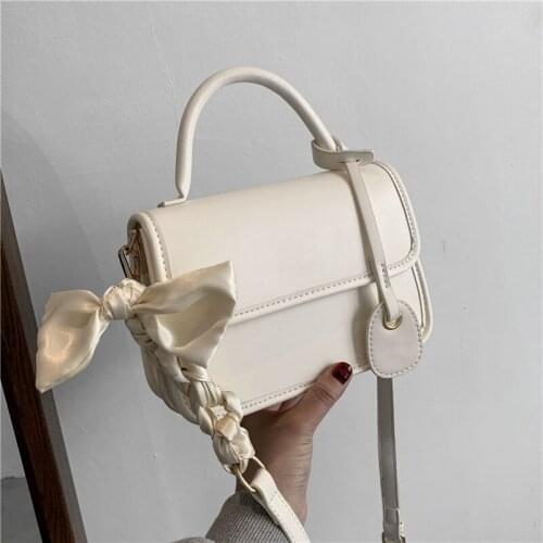 Summer Solid Color Scarf Top Handle Bags For Women Simple Designer Brand Mini Tote High Quality Shoulder Crossbody Bags 2021 NEW