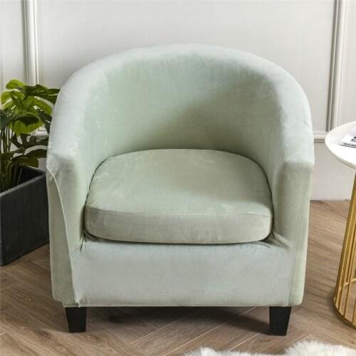 Plain Velvet Single Sofa Chair Cover Soft Cozy Home Office Elastic Armchair Cover Single Seat Slipcover for Club Cafe Bookstore