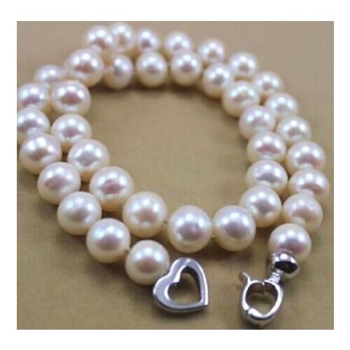 HUGE AAA 9-10 MM NATURAL WHITE SOUTH SEA PEARL NECKLACE 18"