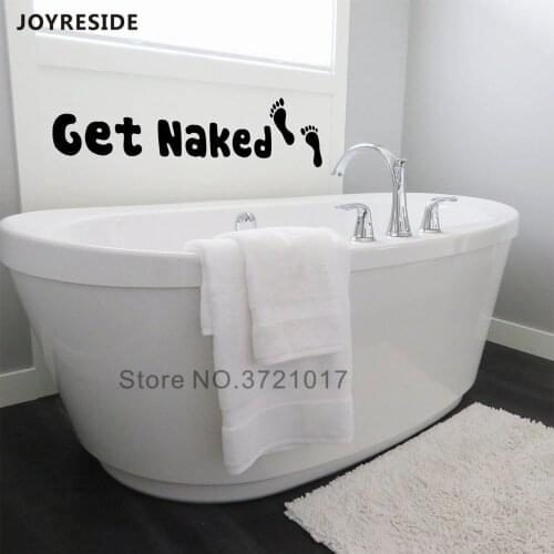 Get Naked Bathroom Wall Sticker Footprint Wall Decal Home Bathroom Shower Room Wall Decal Get Naked Words Wall Decals Vinyl M521