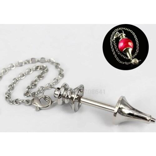 Blank Screw Pendulum Pendant with Link Chain DIY Findings for Healing Dowsing Reiki Glass Stone Locket Pendulum Pendant Making