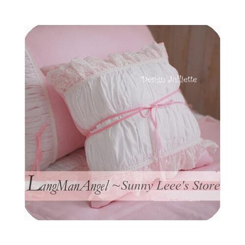 Romantic princess cushion cover pink lace pillow covers sweet bedroom cushions for wedding decoration customized no cushion core