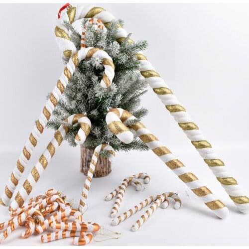 Christmas golden white cane 15 to 90CM glitter Christmas cane dance studio festive decoration