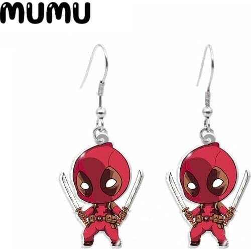 2020 New Avengers Dangle Earring Iron Man Deadpool Acrylic Earrings Handmade Jewelry Epoxy Resin Fish Hook Earring
