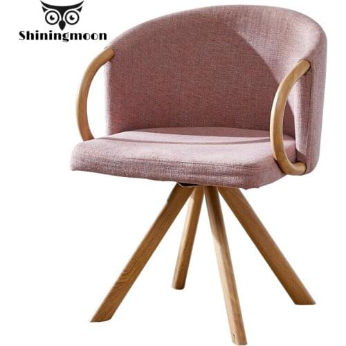 Modern Fashion Minimalist Dining Room Chairs Creative Wood Dining Chair Pink Comfortable Sofa Bedroom Living Room Chair