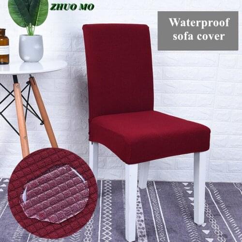 Super Waterproof Stretch Chair Cover 12 colors Jacquard Fabric Elastic Spandex Seat for home For Dining Room Kitchen Chair Cover