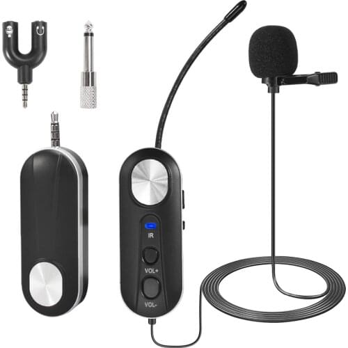 UHF Wireless Headset Microphone Headset Lavalier Microphone UHF Wireless Mic Clip-on Mic for DLSR Camera PC Speaker Sound Mixer