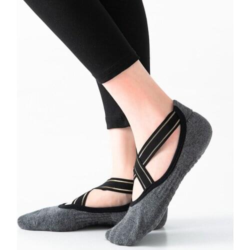 USHINE High Quality Bandage Yoga Socks Non-slip Towel Bottom Pilates Socks Breathable Quick Dry Backless Barre Dance Socks Women