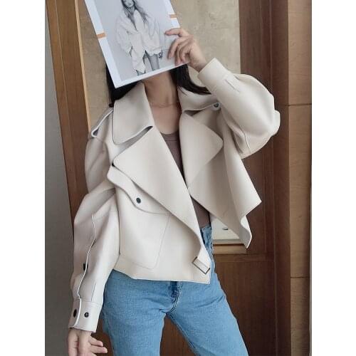 MENINA BONITA 2021 Genuine Leather Jacket Women Real Sheepshin Leather Coat Spring Autumn New Fashion Real Leather Jacket Loose