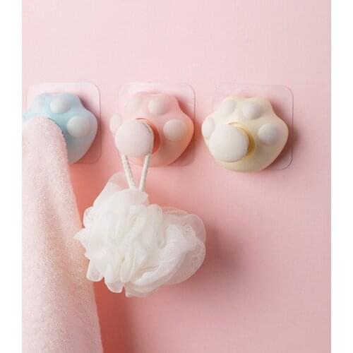 1pcs Creative Cat Claw Telescopic Hook Cute Adhesive Hook Wall Mounted Hanging Hook Waterproof Bathroom Home Decoration