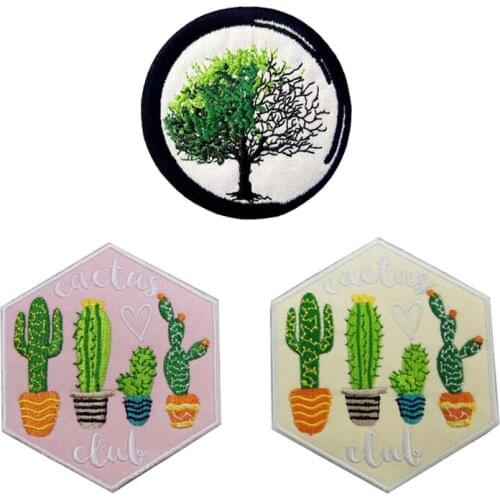 1pcs Mix Cactus Patch for Clothing Iron on Embroidered Sew Applique Cute Patch Fabric Badge Garment DIY Apparel Accessories