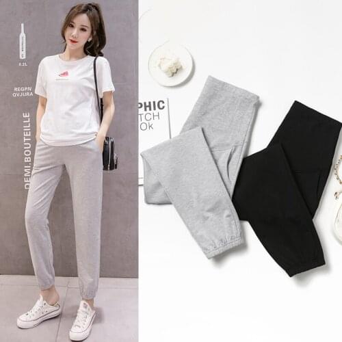 1008# Maternity Pants Spring Autumn Support Abdomen Elastic Waist Belly Support Sport Style Pants Maternity Trousers