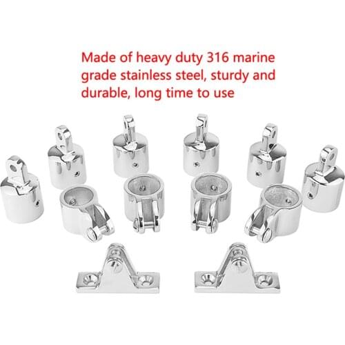 12pcs 3 Bow Bimini Cover Top Eye End Caps Fitting Hardware 1''Marine Stainless