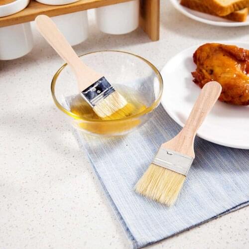 2PCS Kitchen Oil Brushes Basting Brush Wood Handle BBQ Grill Pastry Brush Baking Cooking Tools Butter Honey Sauce Brushes