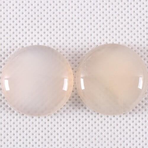 25MM Round Cabochon Natural Stone White Onyx No Drilled Hole Bead for Women Men DIY Jewelry Making Ring 2Pcs/Lot K1073