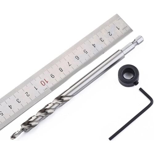 3/8"/9.5mm Screw Drill Woodworking Oblique Hole Drill Guide Positioner Hex Twist Step Drill Bit For Kreg Jig Depth Stop Collar