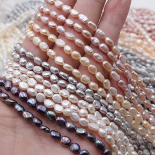 4-5mm Small Pearl Loose Strand Beads DIY Jewelry for Necklace White Grey Black Irregular Baroque Natural Freshwater Pearl Beads